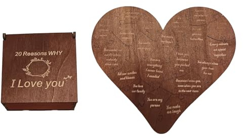 Rainway Herzpuzzle aus Holz, Puzzle aus Holz in Herzform, Romantisches Liebespuzzle mit Box, Puzzle für den Valentinstag in Herzen, Dekoration für Männer und Frauen, Herzformpuzzle für Hochzeitstag