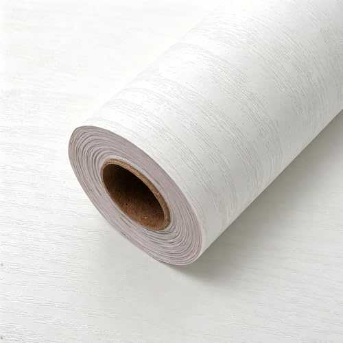 White Wood Grain Contact Paper 40cm x 12m, Peel & Stick Vinyl Wrap | Self adhesive white wood grain vinyl for furniture, cabinets, worktops and other smooth indoor surfaces