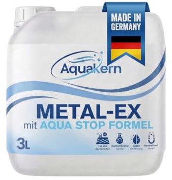 Aquakern Metal Ex Pool 3L [entfernt braunes Poolwasser] mit Aqua Stop-Formel | Schützt die Pooltechnik | entfernt Metall- & Kalkablagerungen an Wänden | Rostentferner Pool | Made in Germany