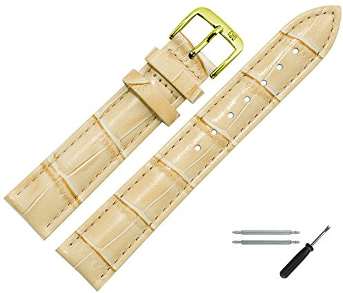 MARBURGER Uhrenarmband 12mm Damen Leder Alligator Prägung - Werkzeug Montage Set 14312