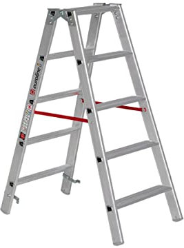 Euroline Alu-Stufenstehleiter 2057705 mit 2x5 Stufen