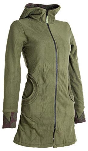 Vishes - Alternative Bekleidung - Warmer Elfen Kurzmantel mit Zipfelkapuze olivegrün 38
