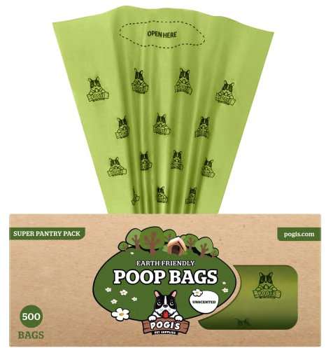 Pogi sacs à crottes pour chiens pour la maison et le jardin – étanches et extra résistants, sans parfum (500 sacs)