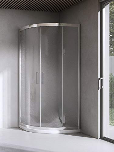 Yellowshop - Box Cabina Doccia Bagno Curvo Semicircolare, Dimensioni: 90X90 cm, Cristallo 6mm : Puntinato Opaco
