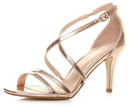 AJVANI mid high heel strappy crossover wedding sandals shoes size 6 39