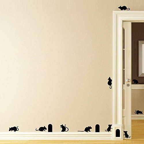 uksellingsuppliers Mouse Hole and Mice Skirting Board Wall Art Sticker Vinyl Decal size A4