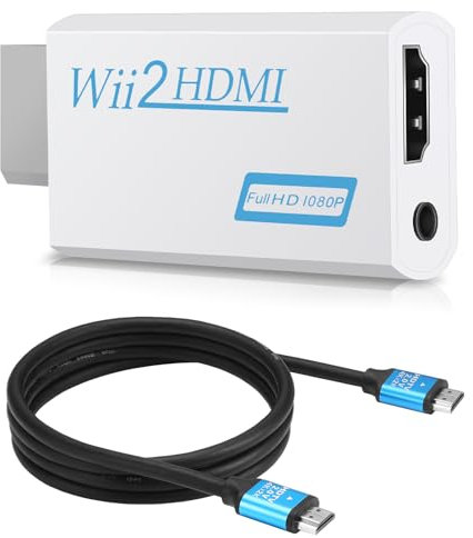 Convertidor de Wii a HDMI Real 720P 1080P HD Salida de Audio Video Adaptador Convertidor con Alta Velocidad Cable HDMI 1M Admite Todos Los Modos de Pantalla de Wii