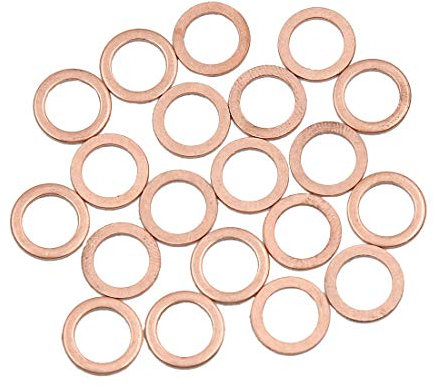 sourcing map 20Pcs Arandelas de Cobre Junta Plana 8mm Diámetro Interior para Vehículos