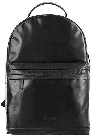 X-ZONE Rucksack Echt Leder Herren, Damen | Business Daypack mit Notebookfach | Arbeitstasche aus vegetabilem Leder | gepolsterte Laptoptasche schwarz | 020084