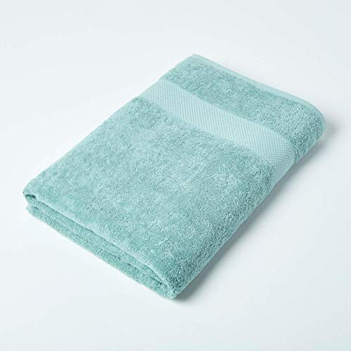 Homescapes minzgrünes XXL-Badehandtuch/Saunatuch aus 100% türkischer Baumwolle mit 500g/qm, Flauschiges Saunahandtuch/Strandtuch 100 x 180 cm, blaugrün