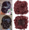 TESS Moño Postizo con Peine Vino Rojo, Pelo Natural 90g Rizado, Postizos y Coletas con Pinza