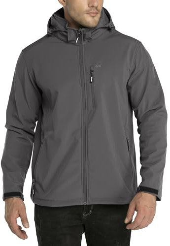 33,000ft Softshelljacke für Herren Wasserdicht Winterjacke Winddicht Warme Fleece Gefüttert Windbreaker Funktionsjacke Outdoorjacke für Wandern Fahrrad Camping Grau M