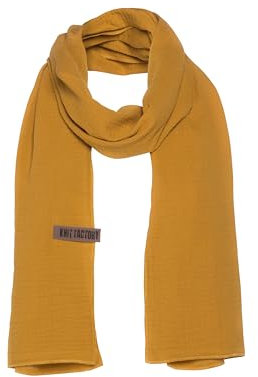 Knit Facory - Liv Schal - Fein Gewebter Damen Schal - Luftiger Musselinschal - Für Frühling und Sommer - 100% Bio-Baumwolle - Ocker