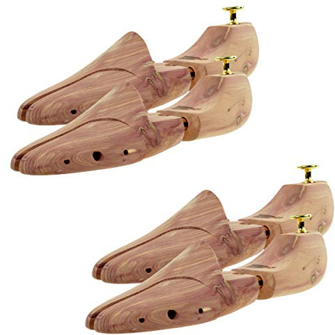 Sneakerprofi Lot de 2 paires d'embauchoirs en bois de cèdre véritable pour homme et femme avec double ressort, ajustement optimal et ventilation, Bois de cèdre naturel, 42-43