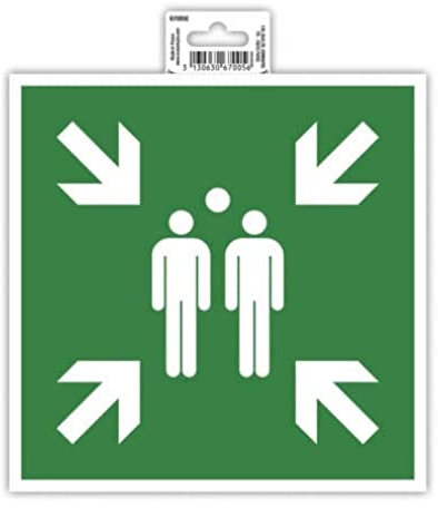 Exacompta 67005E Sammelstelle Klebeschild 20x20cm Grün aus UV-beständigem PVC Hinweisschild Schilder Warnhinweis Sticker Aufkleber Türschild