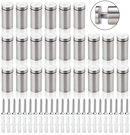 Sign Advertising Nail, Stainless Steel Sign Standoff Screws 24 Pcs, Suitable For Standoff Fixings For Glass Posters, Picture Frames And Mirrors (25mm x 12mm)
