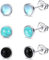 LOLIAS 4MM 925 Sterling Silber Ohrstecker Set für Damen und Teenager - Blau und Türkis Mondstein Ohrringe mit Hypoallergene Runde Edelstein Ohrstecker - Geschenk für Tochter oder Damen