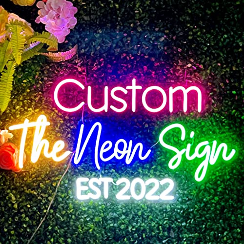 Custom Neon Signs, Personalised Large Led Neon Lights Sign Customizable for Wall Decor Wedding Birthday Party Bedroom Bar Shop Name Logo Lights (Optional 16 to 55)