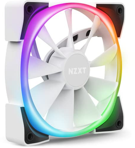 NZXT AER RGB 2 (HF-28120-BW) - 120 mm - Ventilador LED RGB PWM - Personalizaciones avanzadas de iluminación - Individual (SE REQUIERE Y NO INCLUYE controlador de iluminación) - Blanco