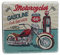 POWERHAUS24 nostalgische Retro Blechdose mit Motorrad Tankstellen Motiv, Geschenk, Aufbewahrung, Deko, ohne scharfe Kanten, lebensmittelecht, ca. 23 x 21 cm, 2 Rezepte inklusive