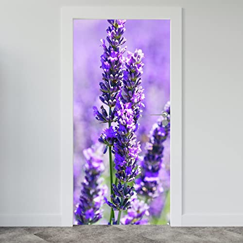Estika Türtapete selbstklebend - Lavendel - 95x205 cm - Einem Bogen Türposter, Blumen Türaufkleber, Aufkleber PVC Folie, Klebefolie für türen, Tür tattoo, Modern decoration