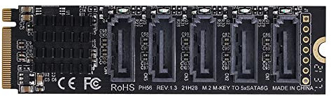 Xiwai NGFF NVME M-Key PCI Express a SATA 3.0 6Gbps 5 puertos adaptador convertidor tarjeta de expansión de disco duro JMB585 2280