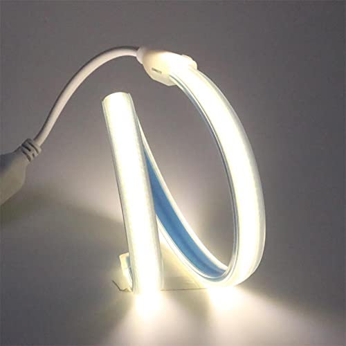 pcning 0.5M COB Bandeau LED Exterieur 220V 4000K Blanc avec Interrupteur, Super Brillante 280 LEDS/M IP67 Etanche Ruban 50 CM Strip Light