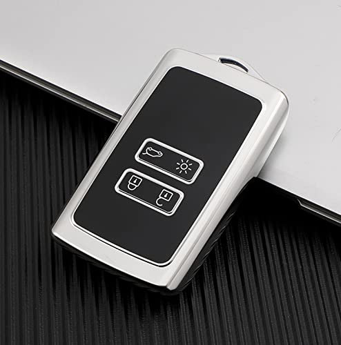 HooRLZ R-enault Schlüsselhülle, Silikon Schlüssel Cover für Renault Clio Dacia Espace Master Megane Talisman Scenic Kadjar Schlüsselhülle, 4-Tasten Autoschlüssel Hülle Dacia - Silber