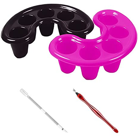2 Tazones para Remojar Uñas con 1 Empujador de Cutículas de Doble Cabeza y 1 Cuchillo Recortador de Cutículas en Forma de V, Herramienta de Esmalte de Uñas de Plástico Engrosado.