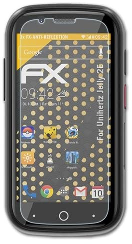 atFoliX Panzerfolie kompatibel mit Unihertz Jelly 2E Schutzfolie, entspiegelnde und stoßdämpfende FX Folie (3X)