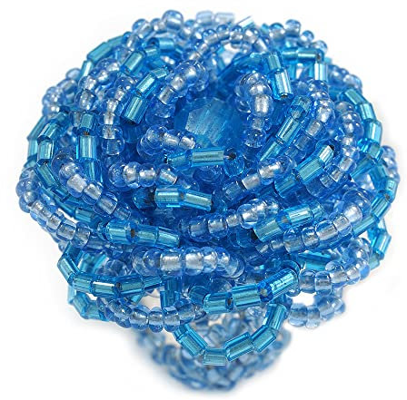 Avalaya Anneau flexible en perles de verre bleu ciel 40 mm de diamètre Taille M, taille unique, Verre