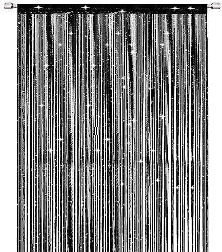 Sulives Elegant Divider Tassel Curtain for Home Décor, Door & Window Divider, Black (100x200cm)