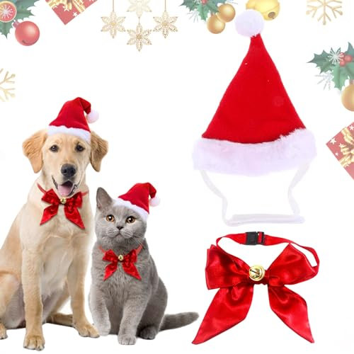 Weihnachten Hundekostüm, Hund Weihnachtsmütze, Weihnachtsmützen für Katzen, Hund Katzen Haustier Weihnachtsmütze, Haustier Weihnachten Kostüm Zubehör, Einstellbare Größe Haustier Hut für Katzen Hunde
