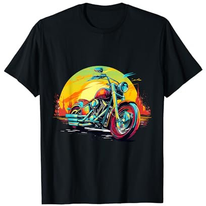 Vintage Sunset Motorbike Motorcyclist Biker Chopper Bike T-Shirt