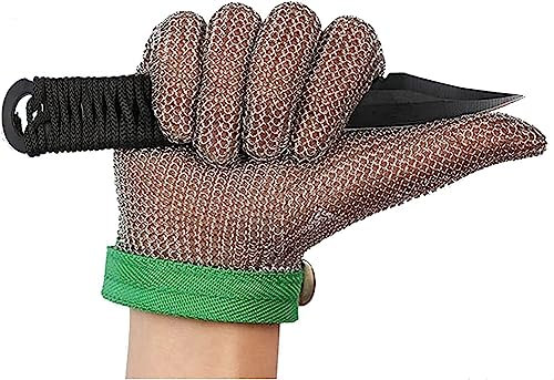 TIST Gants Anti-Coupure Gants en Acier résistants aux coupures, Chef de Boucher coupant des tranches de Mandoline de Viande aux Gants de Travail de sécurité en Coquille d'huître (Size : 1PCS-M)