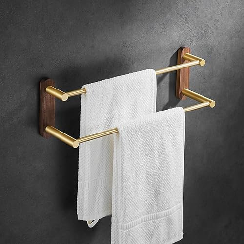 Handtuchhalter, Badetuchhalter, mehrschichtige Ablage, verlängerter Handtuchhalter, 48 lang - Nussbaum-Doppelstange