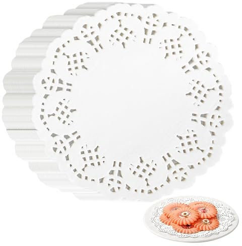 Jeffdad Tortenspitze Rund, 150 Stück 4.5inch Einweg Spitze Rund Papier Deckchen für Tische Tischsets Kuchen Desserts Handwerk