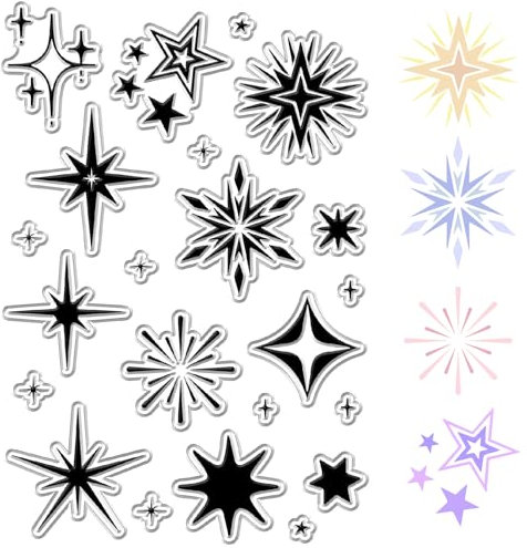 craspire Funkelnder Stern Klare Gummistempel Sechseckiger Sechspunkt Retro Vintage Wiederverwendbare Transparente Silikonstempel Siegel für Journaling Kartenherstellung Scrapbooking Fotoalbum