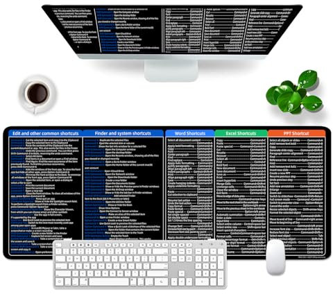 WYDUCVI MAC Shortcut Keys Large Gaming Mouse Mat XL Desk Pad 31.5x11.8x0.12 Inch (80x30 CM) (MAC Shortcut Key)