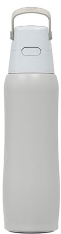 DAFI Solid Steel - Borraccia con filtro, 800 ml, colore bianco perla, con cannuccia in acciaio inox, senza BPA, prodotto nell'Unione Europea, con filtro dell'acqua
