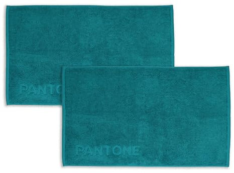 PANTONE™ - Tappeti Bagno Assorbenti 50x80 cm, Set di 2, Spugna Pura di Cotone 100%, Certificato OEKO-TEX, Color Ottanio, Morbidi e Resistenti ai Lavaggi, Tappetino Bagno Elegante e Durevole