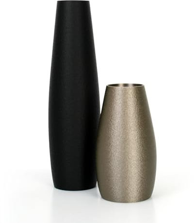 Designer Vasen-Set – Dekorative Blumenvasen aus Bio-Kunststoff (Schwarz & Kupfer)