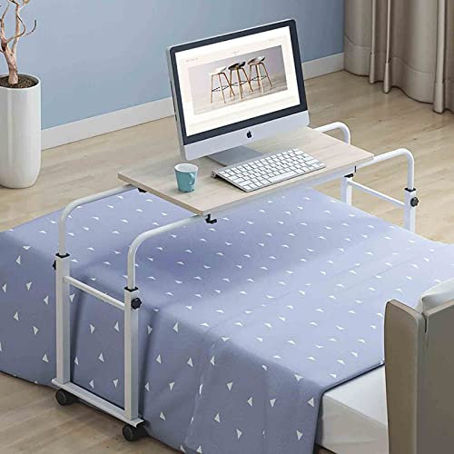 SFNIOKFG Überbetttisch mit Rollen Überbetttisch, höhenverstellbarer mobiler Laptop-Schreibtisch, Couchtisch, Beistelltisch, Betttisch mit Rollen für ältere Menschen zum Essen, Arbeiten und