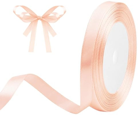 Geschenkband Champagner Rosa 10mm x 23m Satinband Champagner Rosa Schleifenband Geschenkband Satinbänder für Geschenkverpackungen, Basteln, DIY, Nähen, Brautparty-Dekoration, Christbaumschmuck