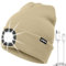 ATNKE LED Mütze mit Licht, USB Typ C Wiederaufladbare 4 LED Beleuchtete Laufmütze Extrem Heller Lampe Winter Warme Stricken Mütze für Herren und Damen Geschenke/Beige