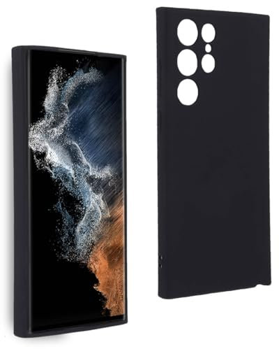 REY Cover in Gel TPU Nera per Samsung Galaxy S22 Ultra, Ultra Sottile 0,33 mm, Morbido Flessibile, Custodia Silicone