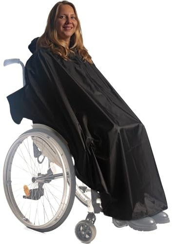 Belieff Regenponcho Rollstuhl Erwachsene – Robuste Qualität - Regenumhang Für Rollstuhl - Regenschutz Für Rollstuhlfahrer - Poncho - Schwarz
