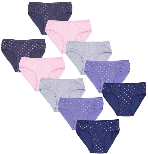 TupTam Unterhosen Mädchen 10er Pack – Bequeme Unterwäsche für Mädchen aus Baumwolle, Farbe: Slips/Herzchen Jeansblau Rosa Dunkelblau Graphite Grau, Größe: 140-146