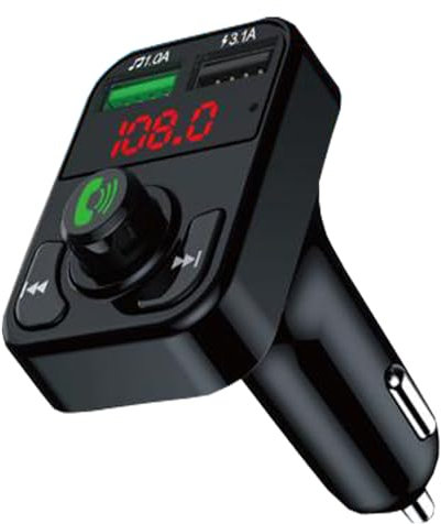 MOBISTAR FM Transmitter, Bluetooth Wireless Radio Adapter Car Kit Universal Car Charger with Dual USB Charging, Hands-Free Calling, (5V/2.4A & 1A), LED Screen MP3 Player Support TF Card & USB Disk