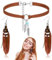 Jadive Feder Ohrringe mit Perlen Set Indianer Schmuck Retro Leder Choker Bohemien Steampunk Ohrringe für Damen(Braun)